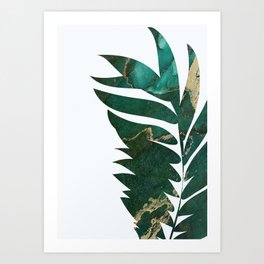 Metallic Gold Green Palm Leaf Art Print