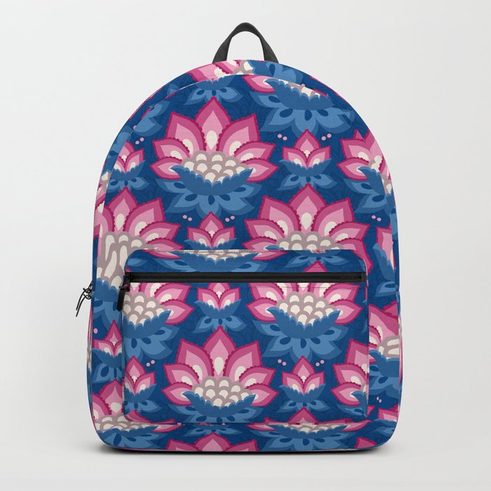 navy blue pink backpack