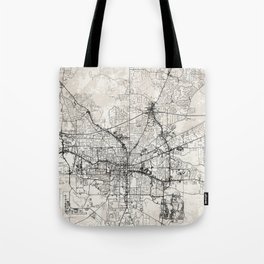 USA, Tallahassee Black&White City Map Drawing Tote Bag