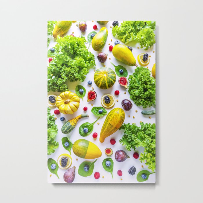 Fruits and vegetables pattern (1) Metal Print