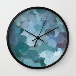 Turquoise Geode - Blue Green Mint Purple Abstract Geode Rock Wall Art Brush Painting Print Wall Clock