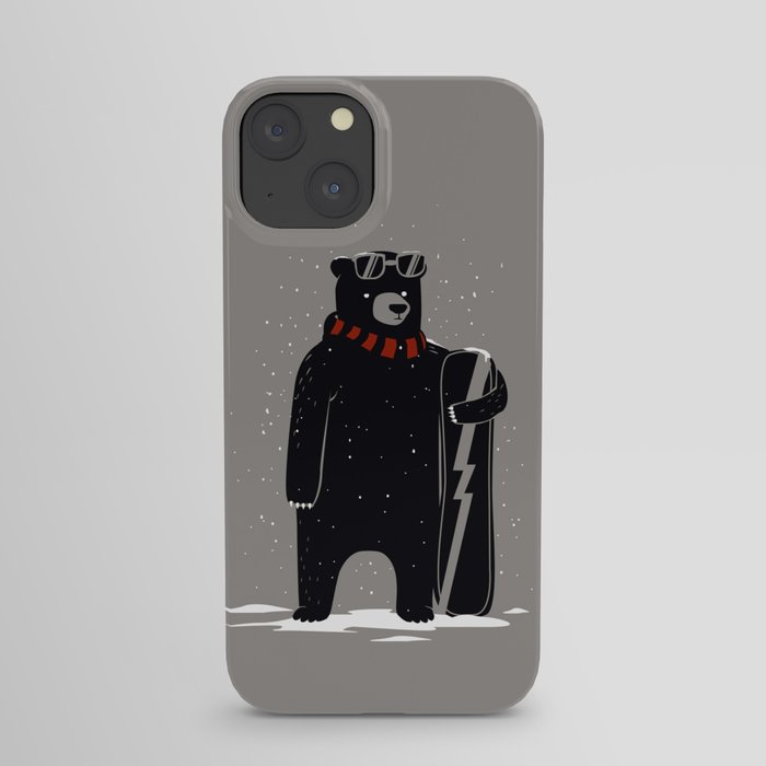 Bear on snowboard iPhone Case
