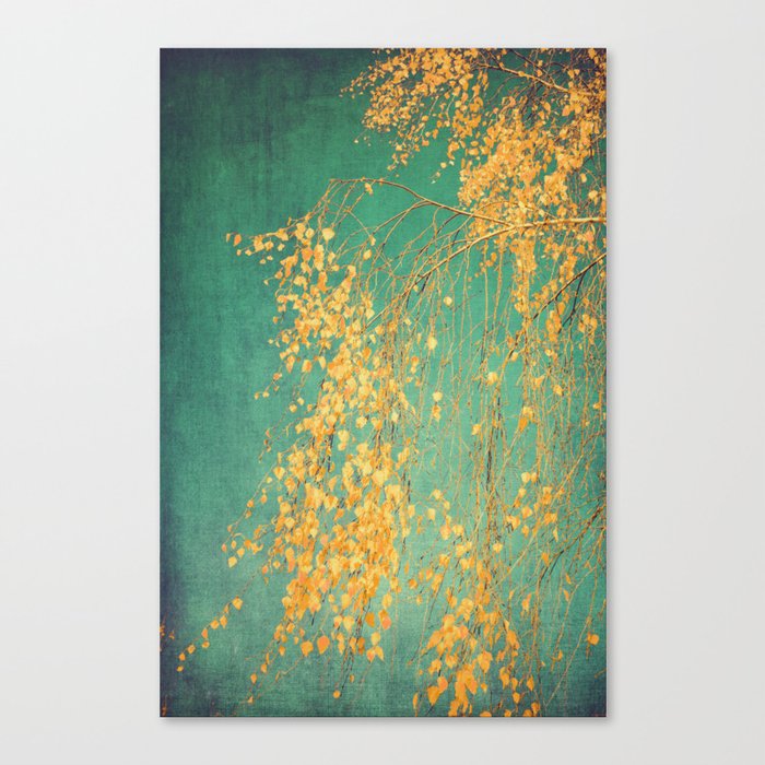 Tree Photography - Yellow Leaves Emerald Green - Landscape Travel Photography Canvas Print