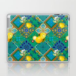 Tiles,mosaic,azulejo,quilt,Portuguese,majolica,lemons,citrus. Laptop Skin
