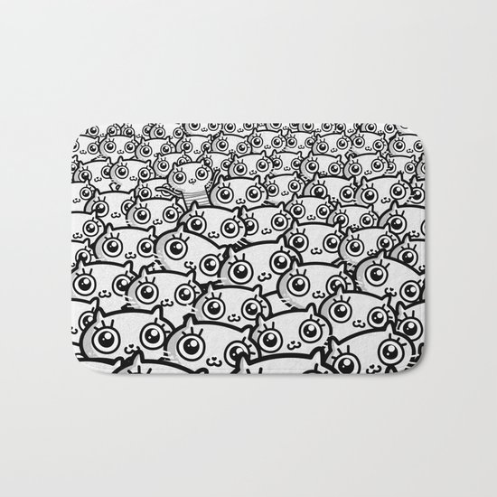 Crazy Cat Lady Dreams (in b/w) Bath Mat