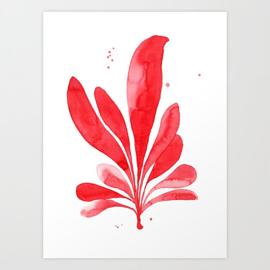 Underwater Botanical Red no. 1 Art Print