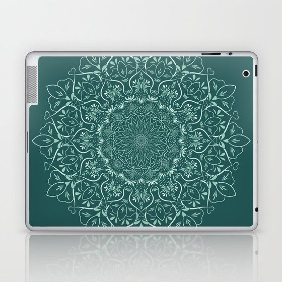 Boho Dark Green Mandala Laptop & iPad Skin