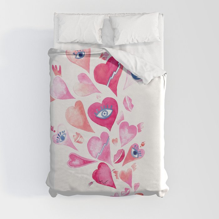 Hearts and kisses Duvet Cover
