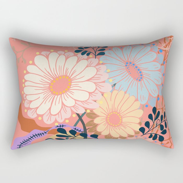 Peachy bouquet of flowers in soft chalky tones Rectangular Pillow