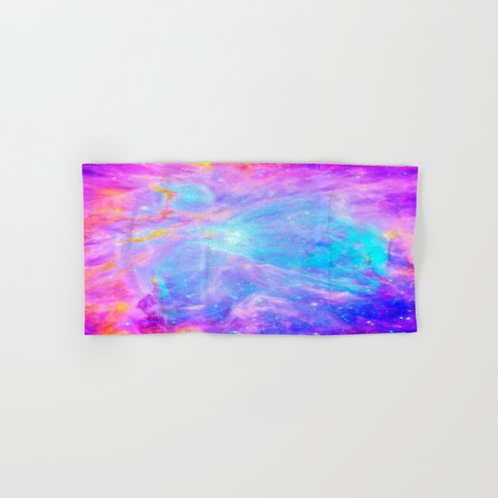 Orion nebulA : Bright Pink & Aqua Hand & Bath Towel