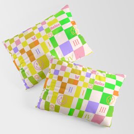 Relax and be happy - retro 80s 90s colourful gradient checkered pattern #2 greenish neon Pillow Sham