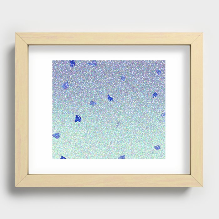 Rain of blue dots Recessed Framed Print