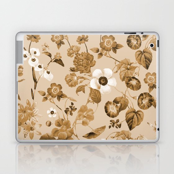 Vintage bronze floral botanical Laptop & iPad Skin