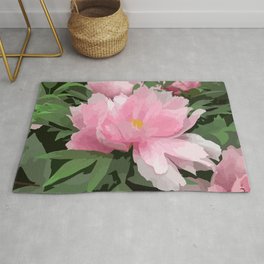 Pink Peony  Rug | Pattern, Pinkgreen, Watercolor, Pinkflower, Modern, Vintage, Peonyflower, Digital, Botanical, Exoticflower 