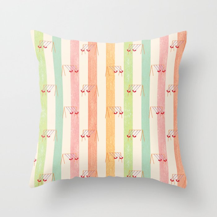 Swing Away the Day Pattern in Pastel Rainbow Throw Pillow
