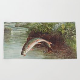 Leaping Brook Trout Beach Towel