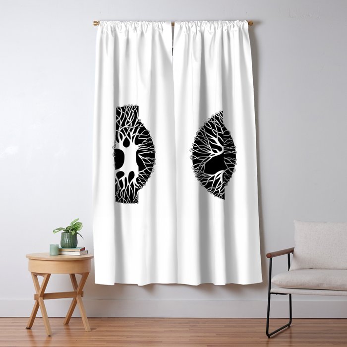Black And White Tree Of Life With Tangled Roots And Branches I