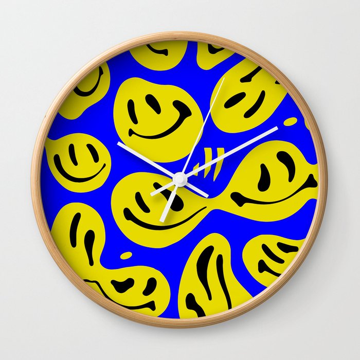Blue & Yellow Melted Happiness Wall Clock