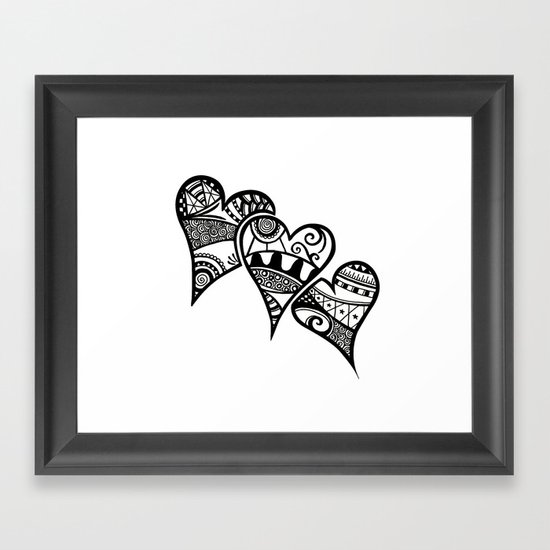Three Hearts Framed Art Print