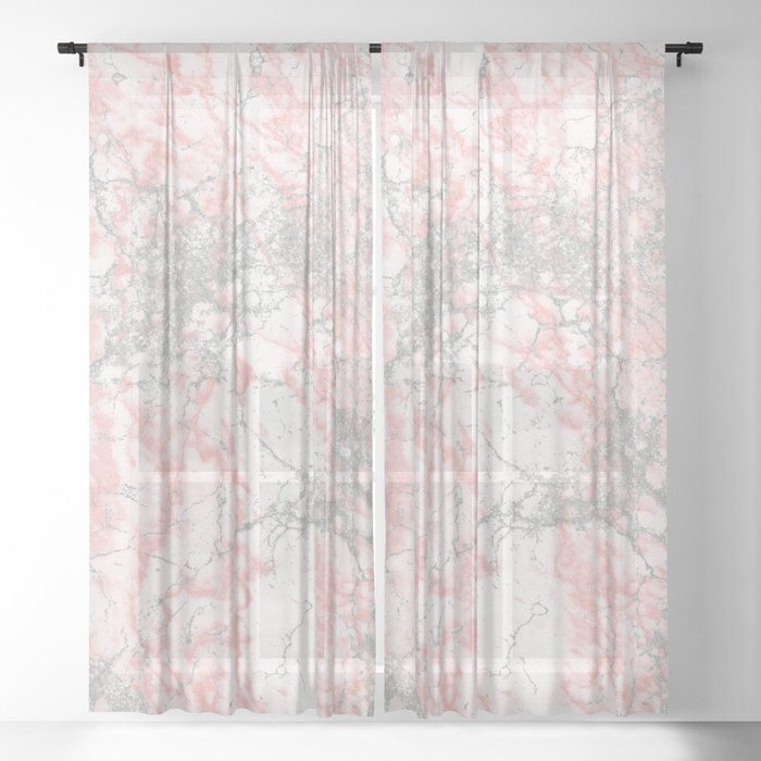 Modern Blush Pink Gray Stylish Marble, Pink And Grey Shower Curtain