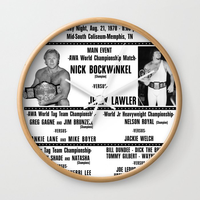 #3 Memphis Wrestling Window Card Wall Clock
