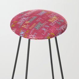 Enjoy The Colors - Colorful typography modern abstract pattern on  Terracotta Red color background  Counter Stool