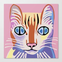 Alien Tabby Cat with Four Pupils Canvas Print