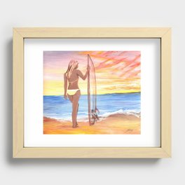 Sea Through Surfer Girl Painting by Sonya Allen Recessed Framed Print