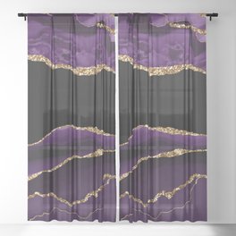Purple & Gold Agate Texture 11 Sheer Curtain