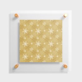Christmas Pattern Yellow Retro Snowflake Floating Acrylic Print
