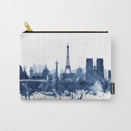 Paris Skyline Watercolor Blue, Art Print By Synplus Carry-All Pouch | Synplusart, France, Blue, Parisblue, Livingroom, Homeofficedecor, Parisskyline, Watercolorart, Cityscape, Modernwalldecor 