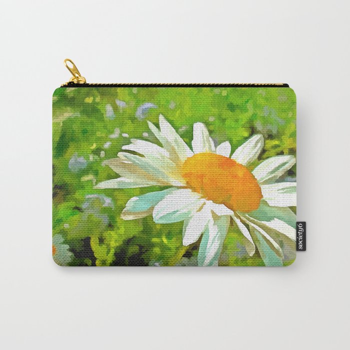 Artistic Bright and Colorful White Garden Daisies v6 Carry-All Pouch
