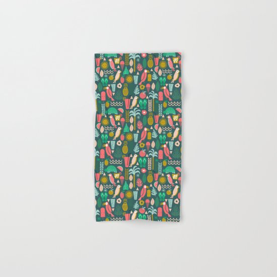 Tropical Vacation Island print pattern fun beach surf sand fun gift for trendy dorm room bright Hand & Bath Towel