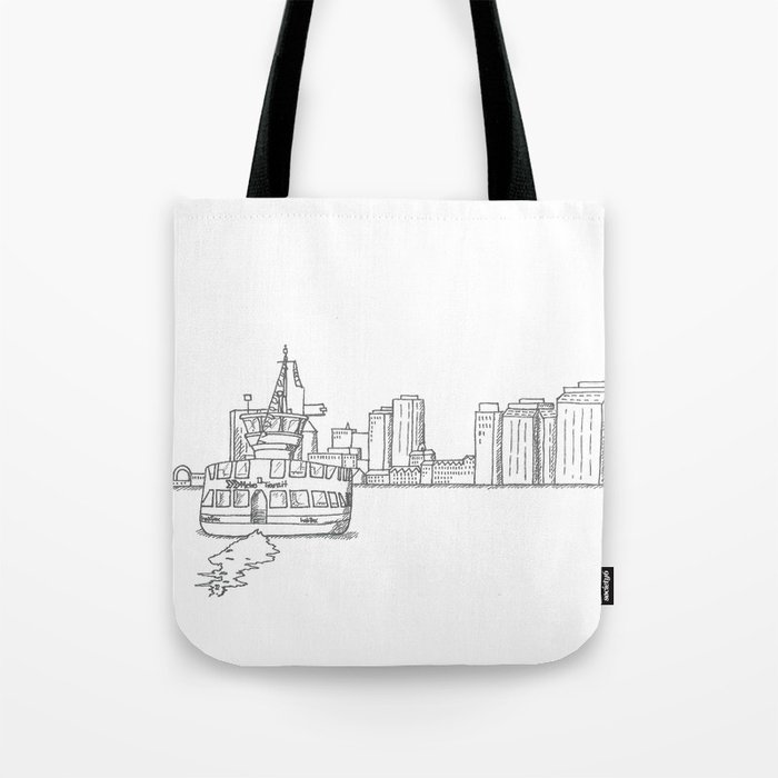 Halifax Ferry, black and white Tote Bag