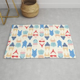 Vintage Bathing Suits Summer Pattern Area & Throw Rug