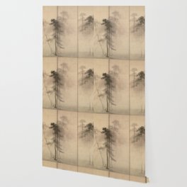 Pine Trees Six-Fold Azuchi-Momoyama Period Japanese Screen - Hasegawa Tohaku Wallpaper