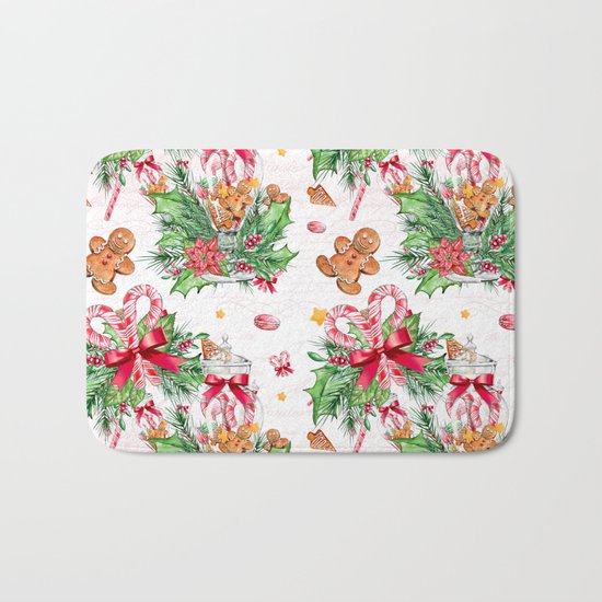 Christmas gingerbread candy cane Bath Mat