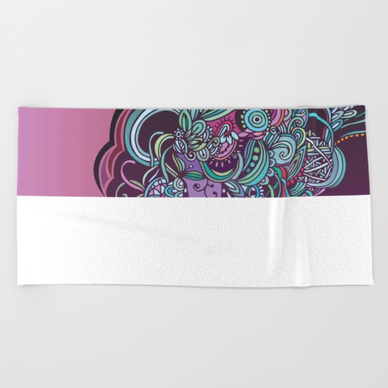 Detailed diagonal tangle, pink and purple Beach Towel