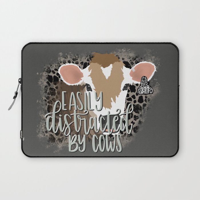 Easily Distracted By Cows Laptop Sleeve