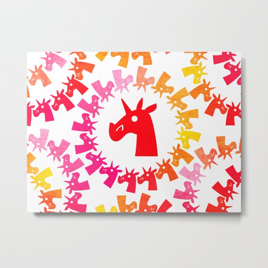 Color Me Red Unicorn Metal Print