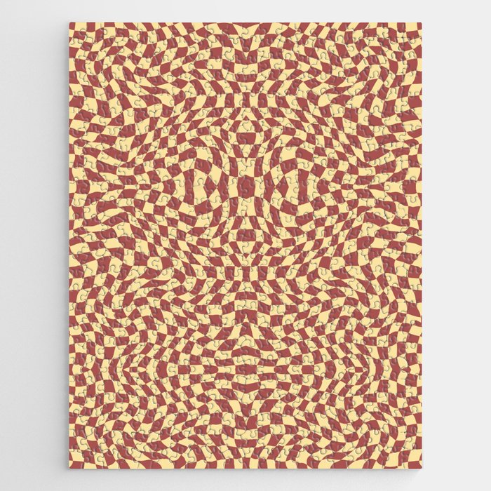 Jakarta brown and yellow checker symmetrical pattern Jigsaw Puzzle