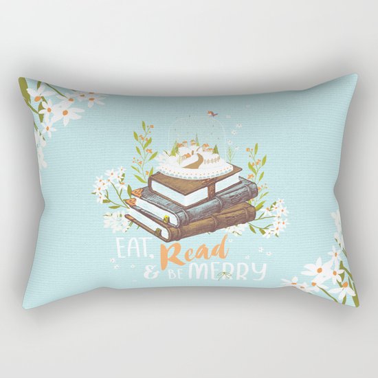 Eat, Read & Be Merry - Globe Rectangular Pillow
