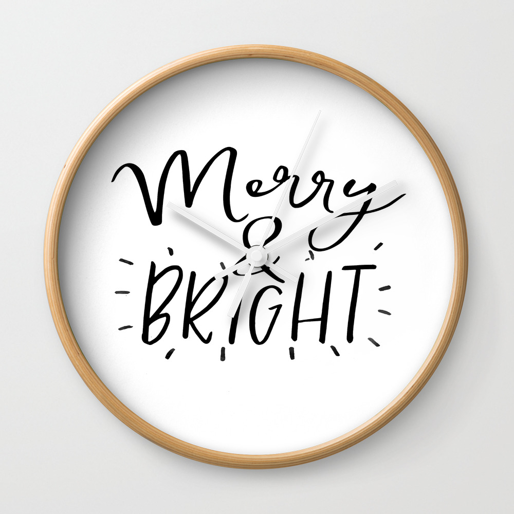 Merry And Bright Svg Digital File Clip Art Svg Png Jpg Personal And Commercial Use Arts Wall Clock By Tomoogorelica Society6