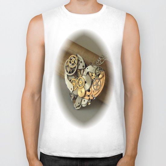 Steampunk Heart of Gold and Silver Biker Tank