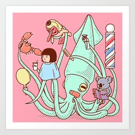 Barber Squid Art Print