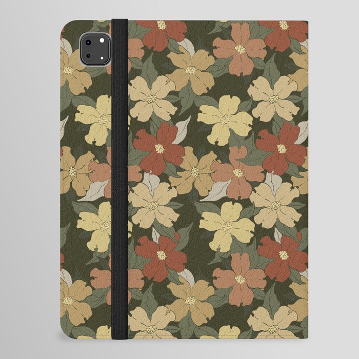 navy green and rust harvest florals dogwood symbolize rebirth and hope iPad Folio Case