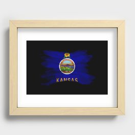 Kansas state flag brush stroke, Kansas flag background Recessed Framed Print