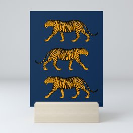 Tigers (Navy Blue and Marigold) Mini Art Print