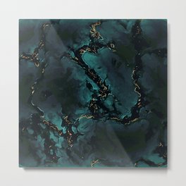 Turquoise (god body) Crystal Marble - gold black green blue smokey marble Metal Print