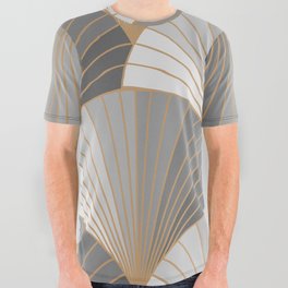 Grey elements with gold outline. seamless pattern. Art deco style. Vintage wallpaper. All Over Graphic Tee